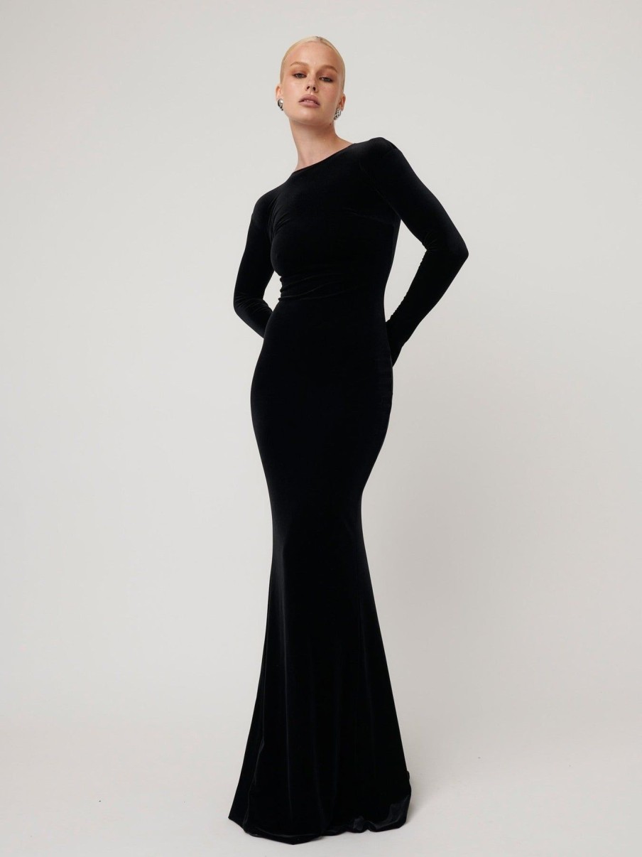 Women Effie Kats | Delphine Maxi Dress-Black Velvet