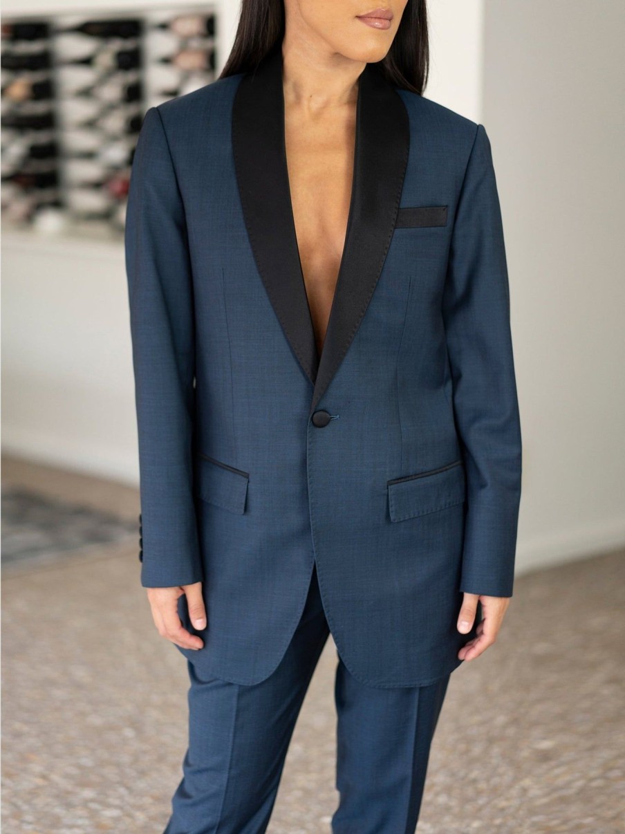 Women Effie Kats | Boyfriend Tuxedo Blazer-Navy