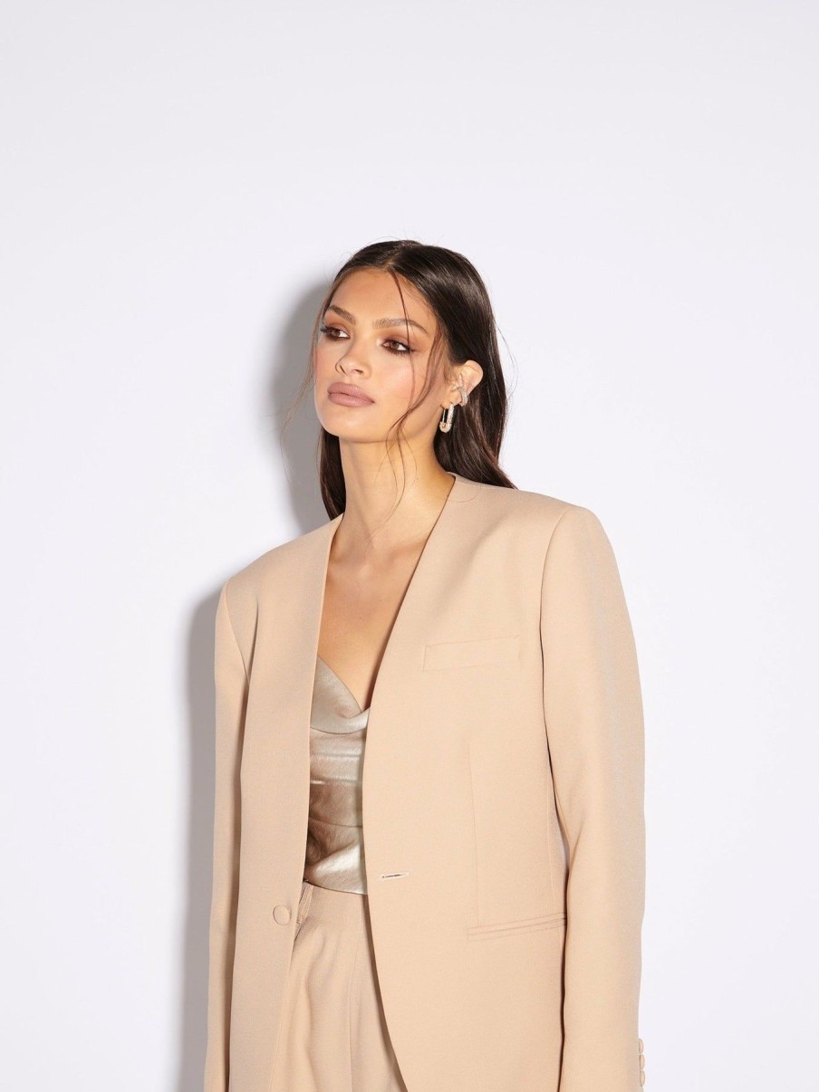 Women Effie Kats | Caris Collarless Blazer-Nude