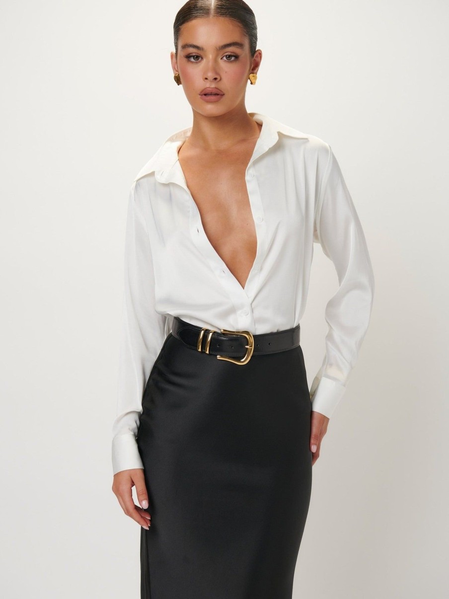 Women Effie Kats | Satin Shirt-Ivory