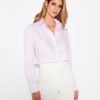 Women Effie Kats | Oversized Cropped Shirt-Light Pink Pinstripe