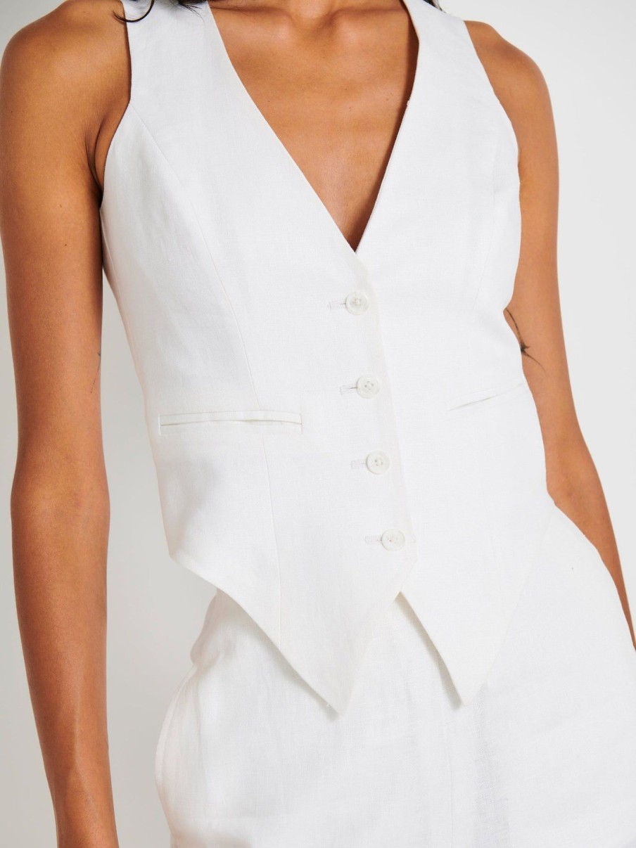 Women Effie Kats | Willow Vest-White Linen