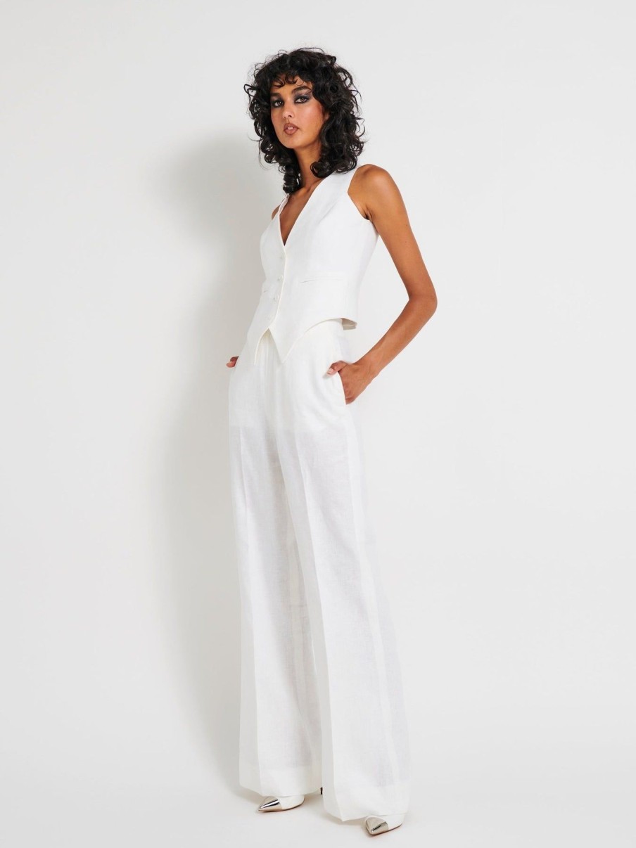 Women Effie Kats | Willow Vest-White Linen