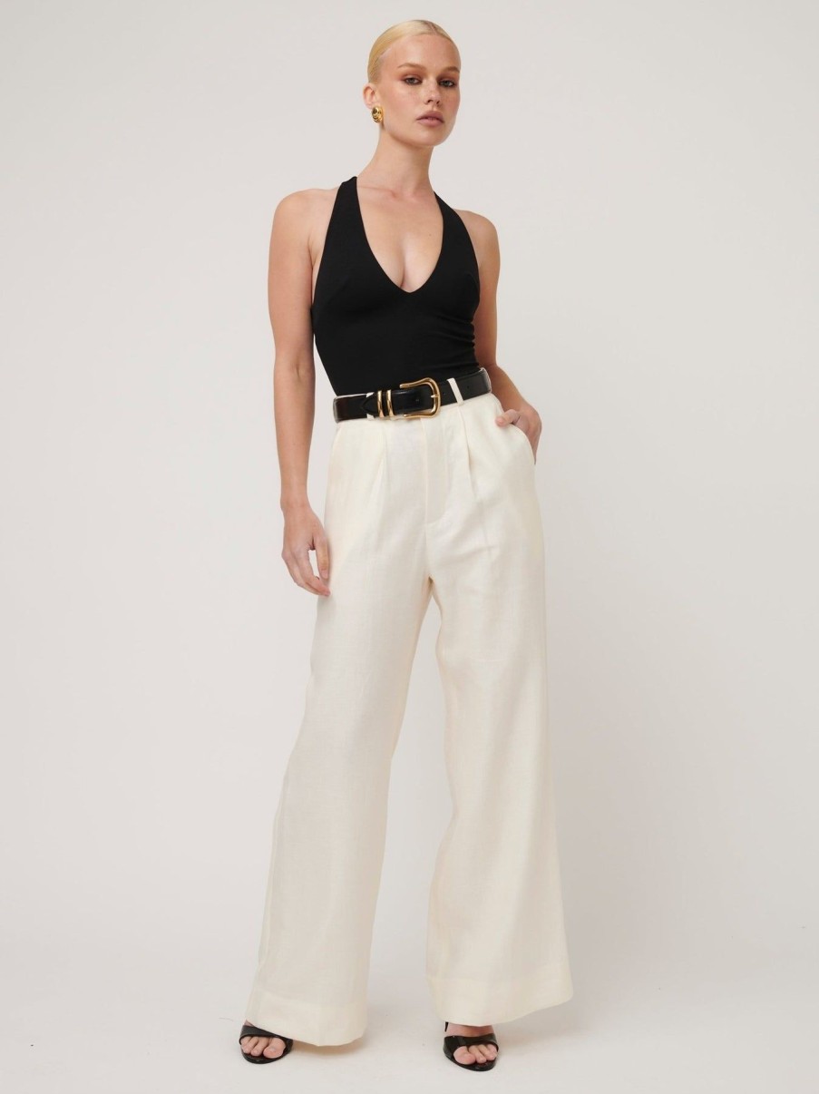 Women Effie Kats | Wide Leg Pants-Eggshell Linen