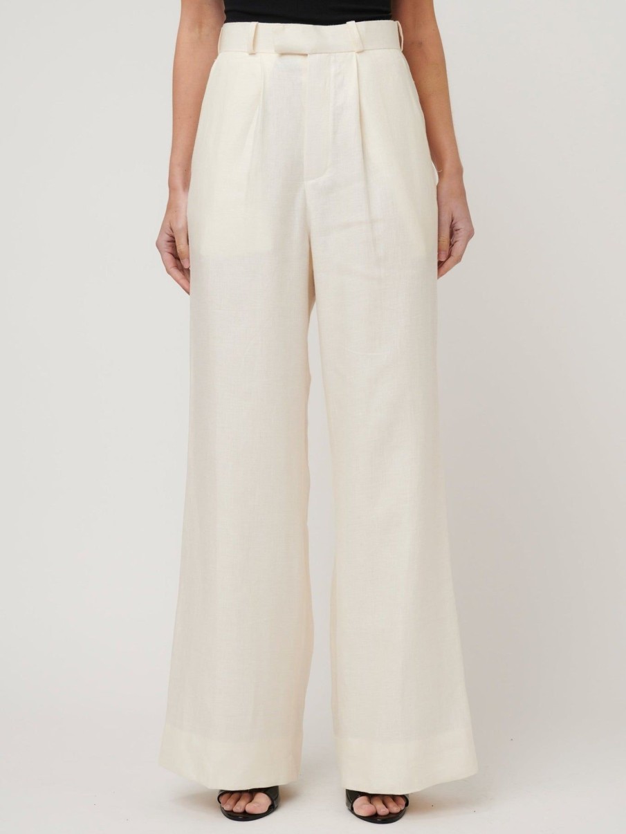 Women Effie Kats | Wide Leg Pants-Eggshell Linen