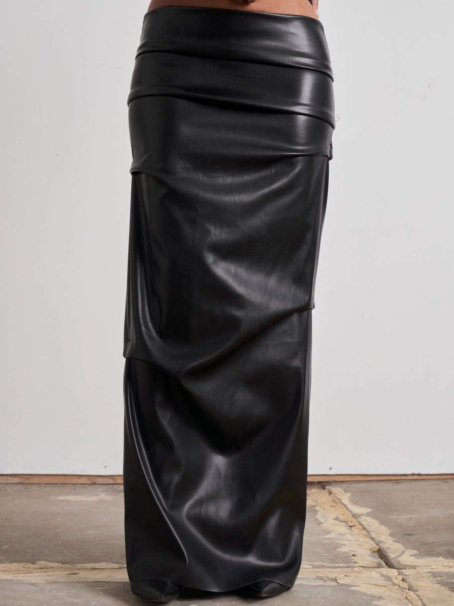 Women Effie Kats | Tove Maxi Skirt-Black Faux Leather