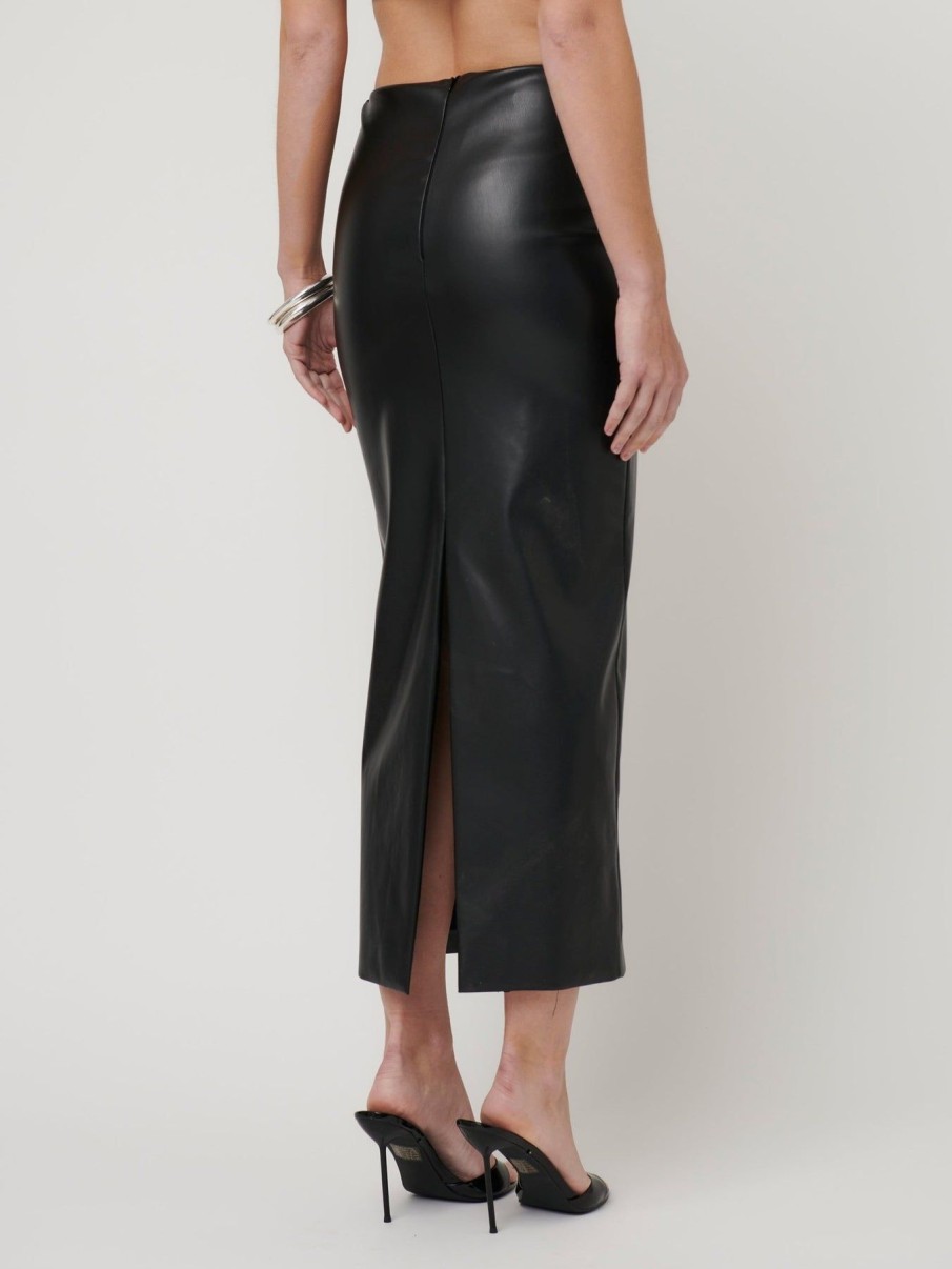 Women Effie Kats | Juliette Midi Skirt-Faux Leather Black