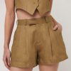 Women Effie Kats | Holly Shorts-Dark Beige Linen