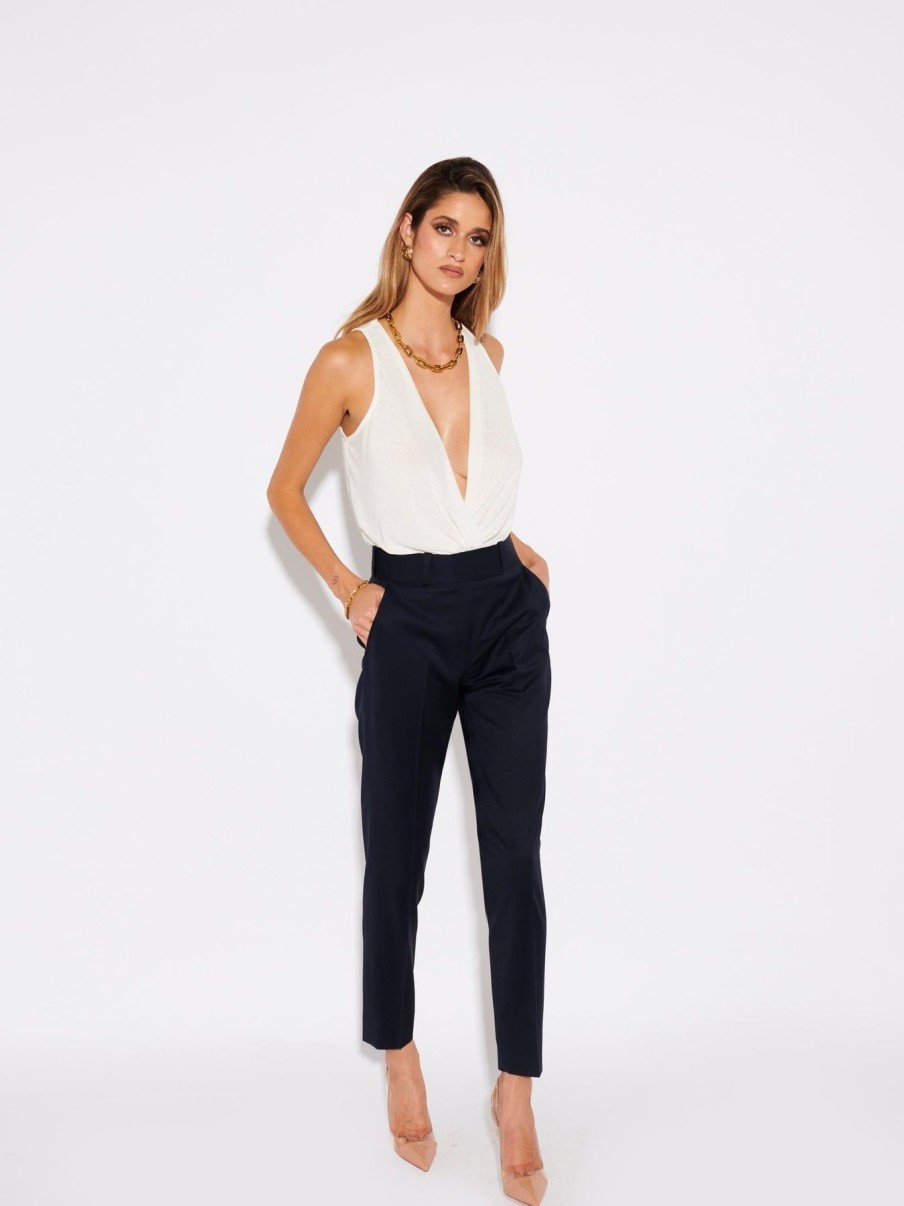 Women Effie Kats | Mid Rise Tailored Pant-French Navy