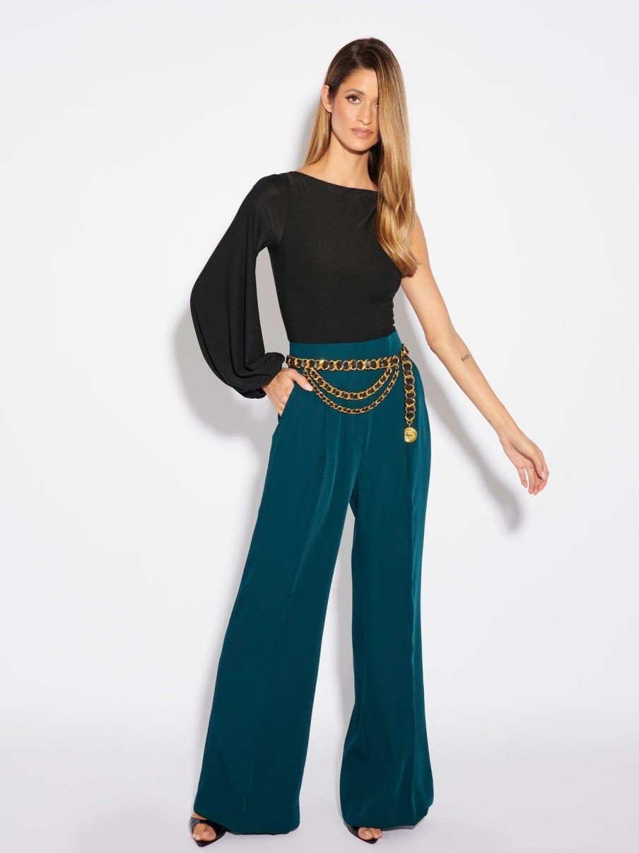 Women Effie Kats | Wide Leg Pants-Emerald Green