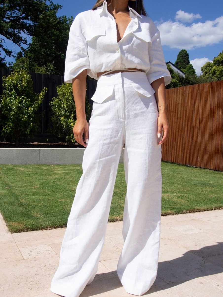 Women Effie Kats | Leesa Linen Pants-Ivory