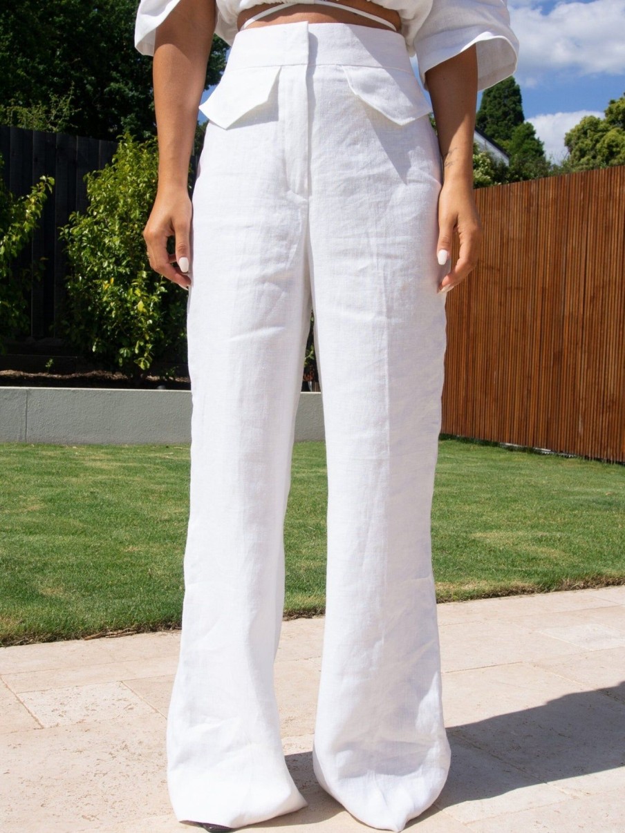 Women Effie Kats | Leesa Linen Pants-Ivory