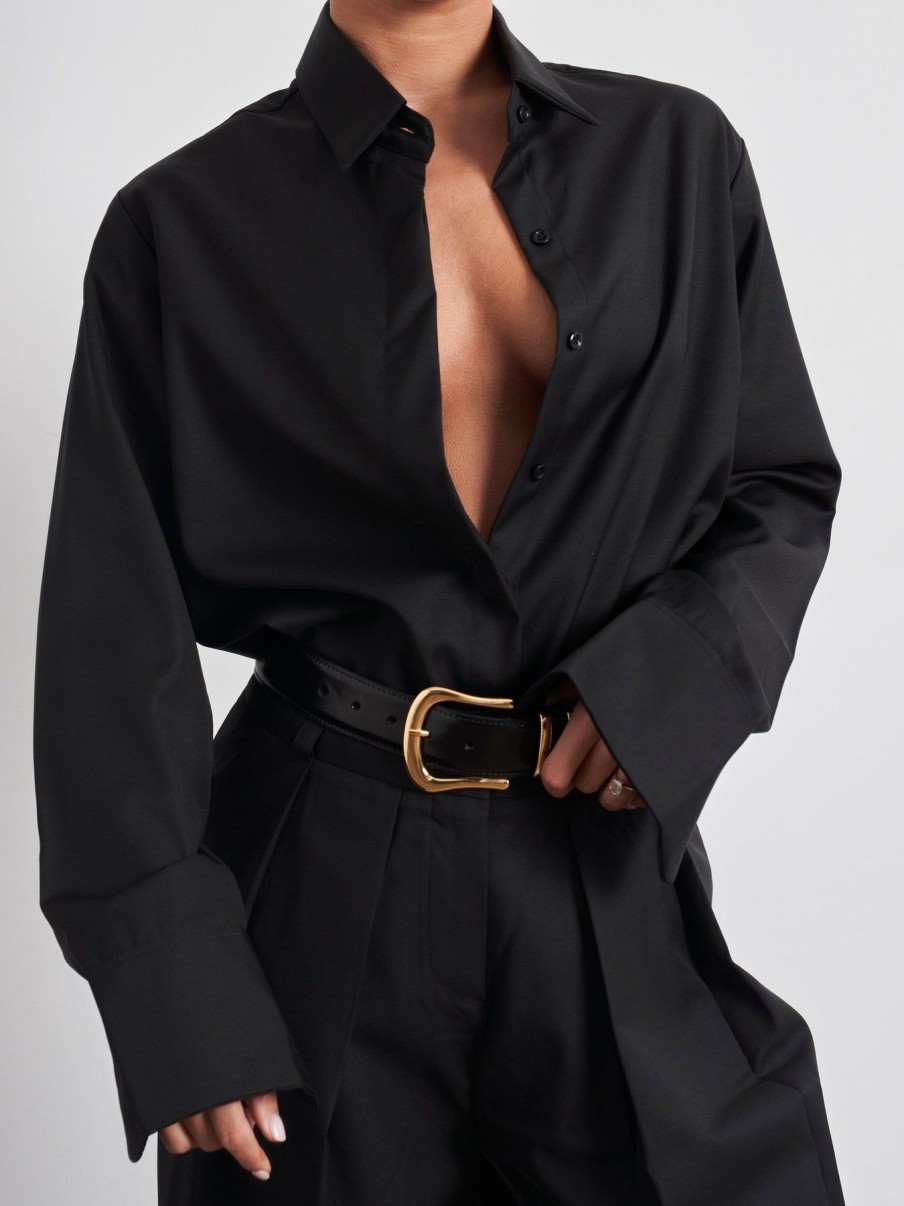 Women Effie Kats | Tailored Shirt-Black Wool