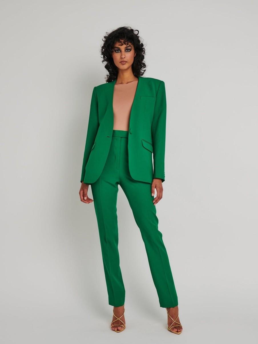 Women Effie Kats | Caris Collarless Blazer-Green